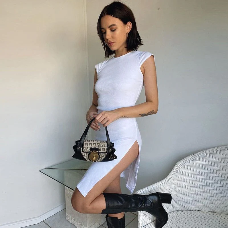 Josceline O-Neck High Split Mini Dress - Image 5
