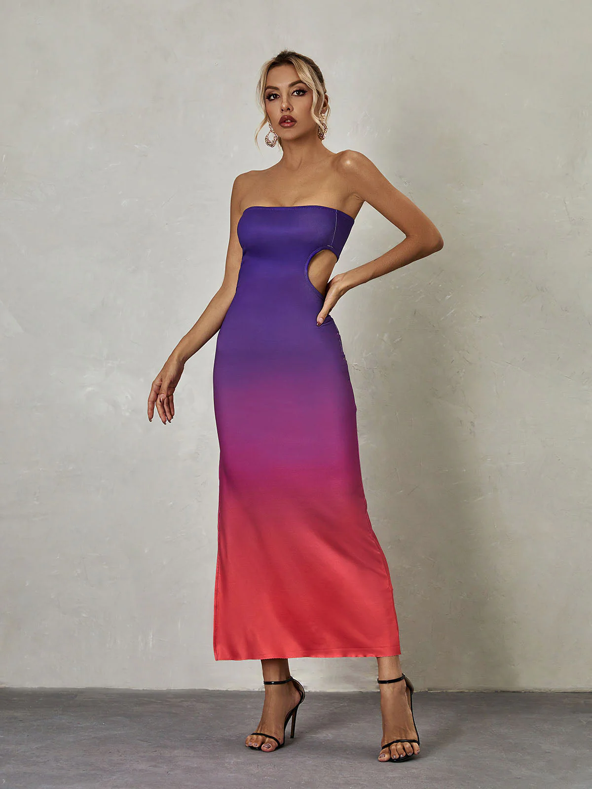 Judie Strapless Ombre Split Midi Dress - Image 3