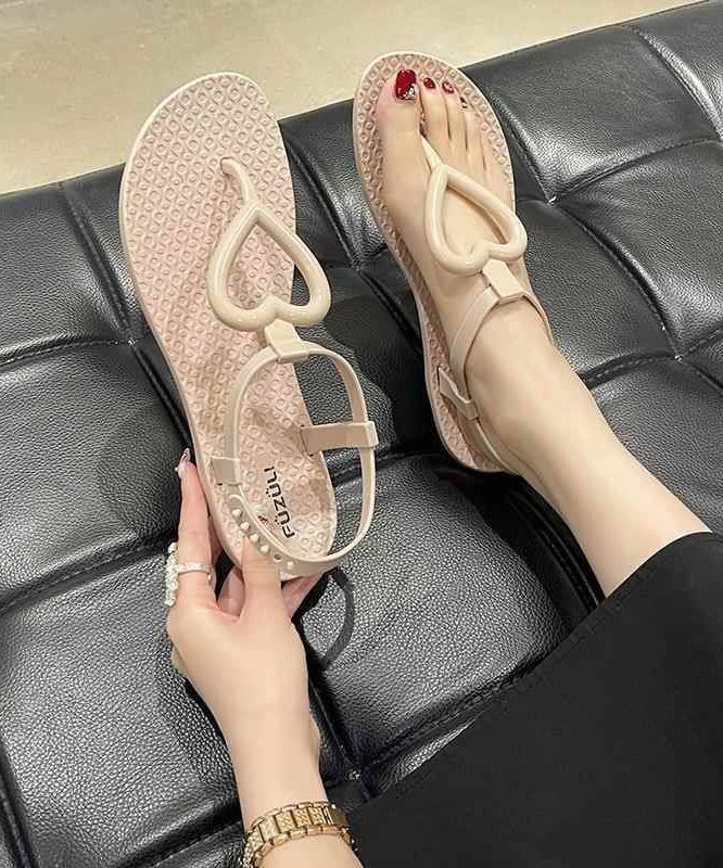 Khaki Heart Shaped Flip Flops Sandals - Image 2