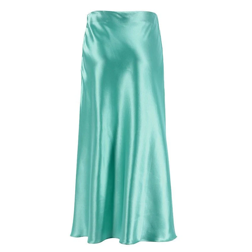 Kindly Accept High Waist Satin Midi Skirt - Image 7
