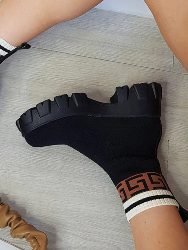 Knitted Chunky Heel Boots - Image 5