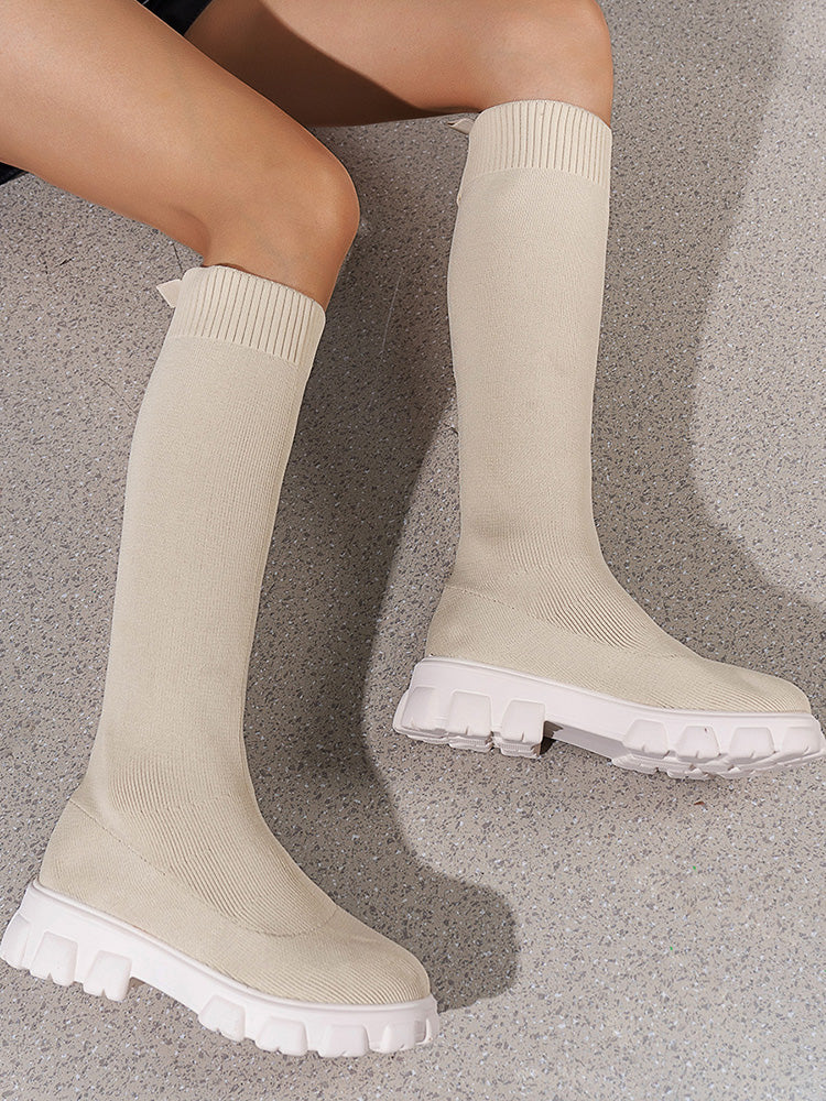 Knitted Flat Heel Sock Boots - Image 20
