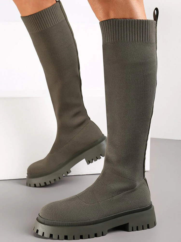 Knitted Flat Heel Sock Boots - Image 6
