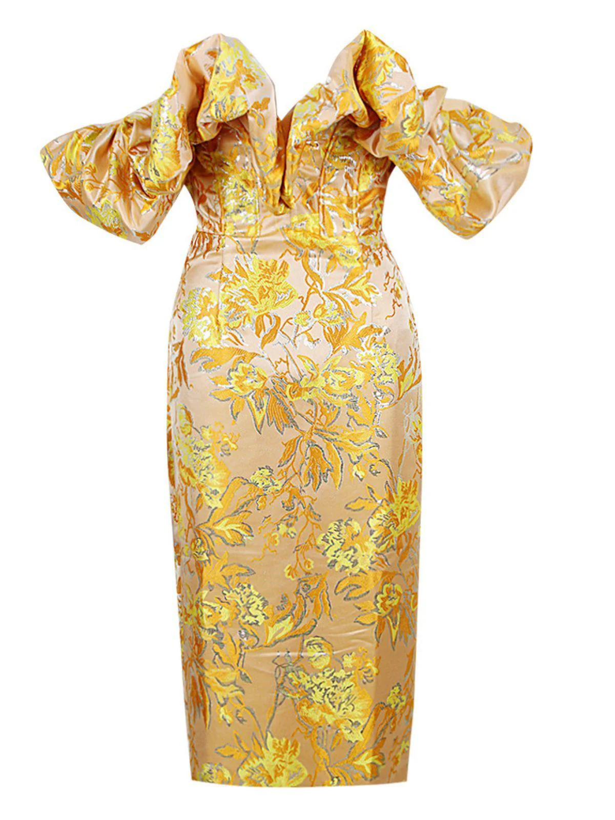 Kore Off Shoulder Jacquard Midi Dress - Image 6