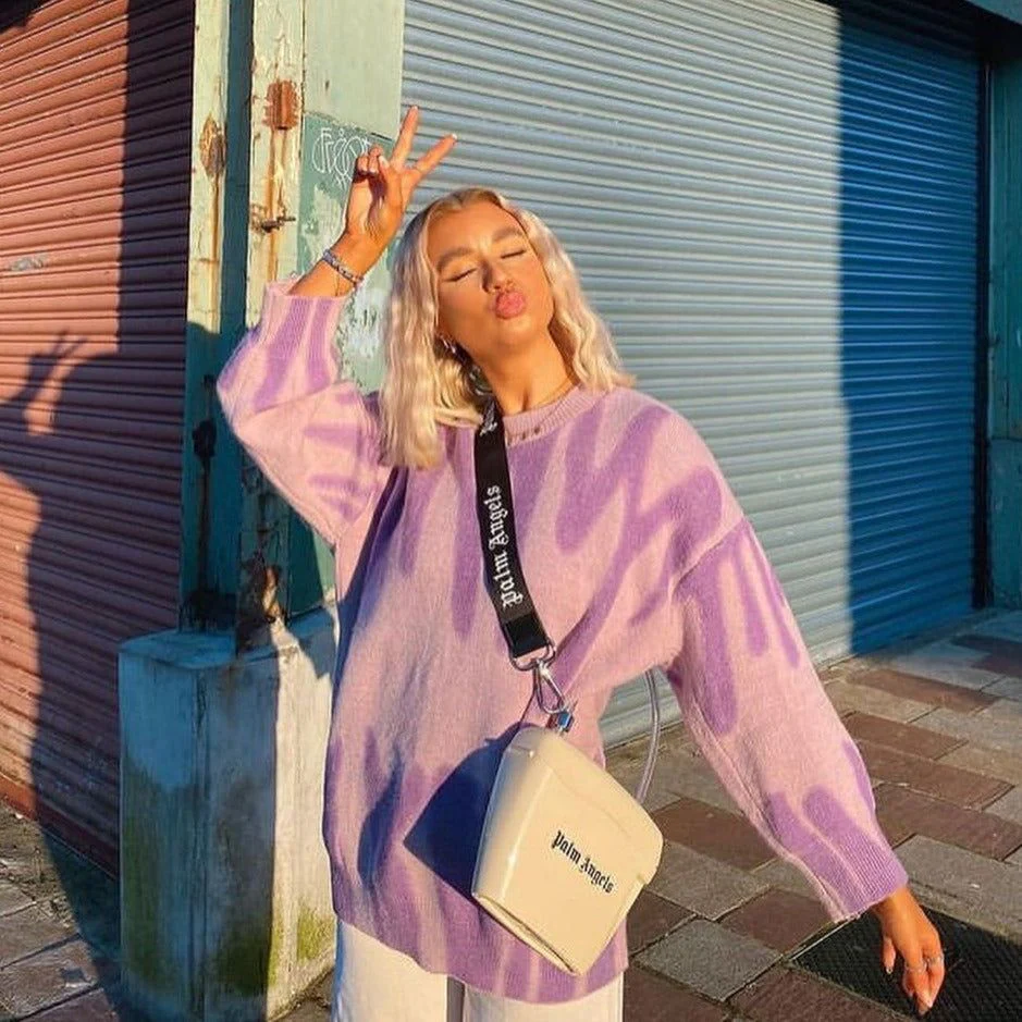 Krista Abstract Print Oversized Sweater - Image 3