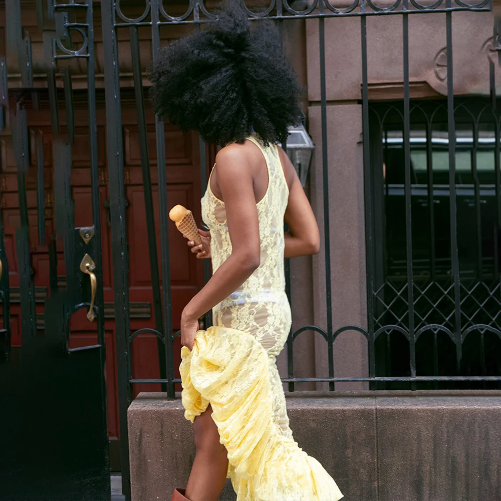 Lace See-Through Irregular Dress - Image 3