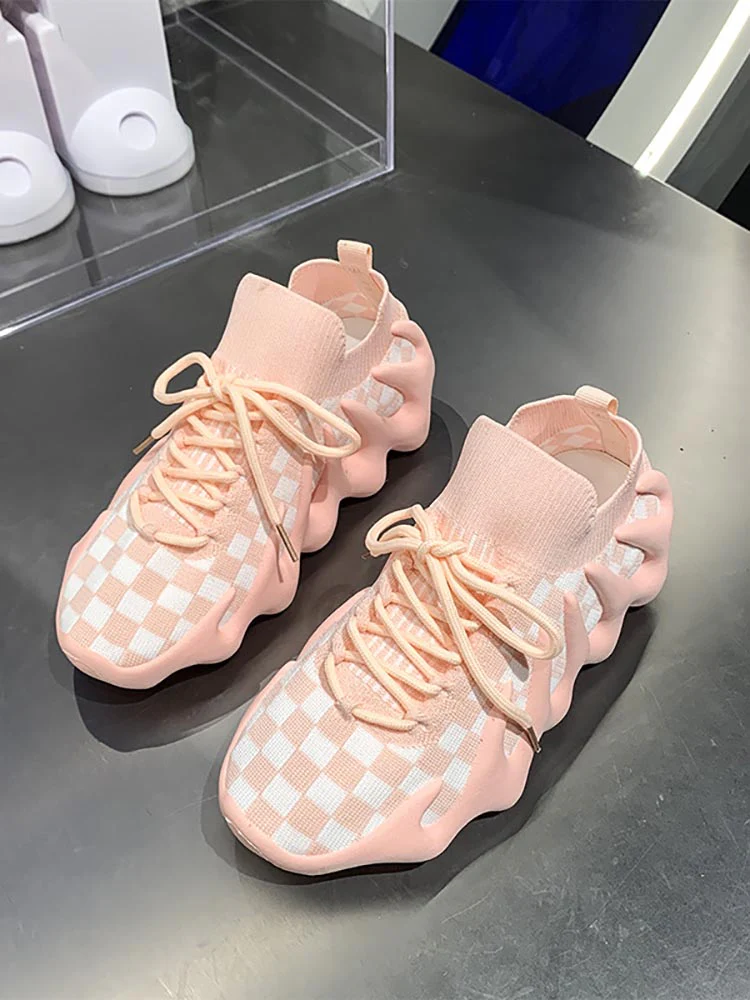 Lace-up Knit Breathable Sneakers - Image 32