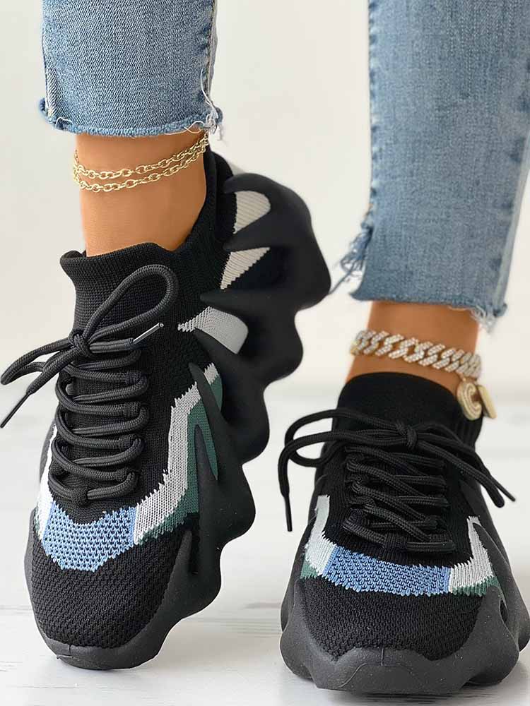 Lace-up Knit Breathable Sneakers - Image 4