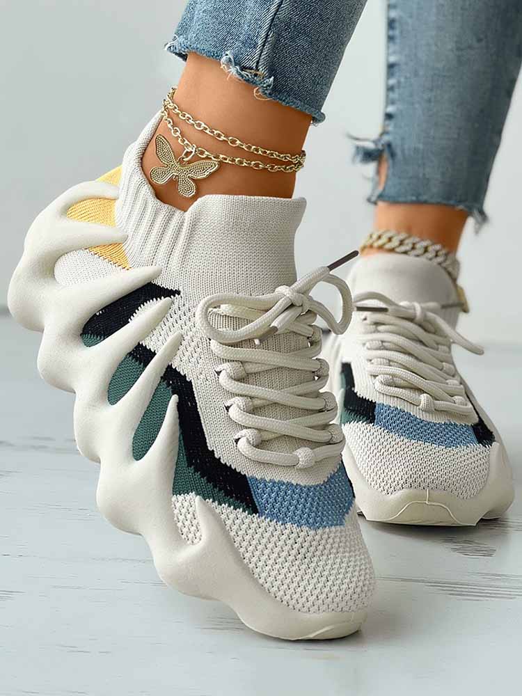 Lace-up Knit Breathable Sneakers - Image 8