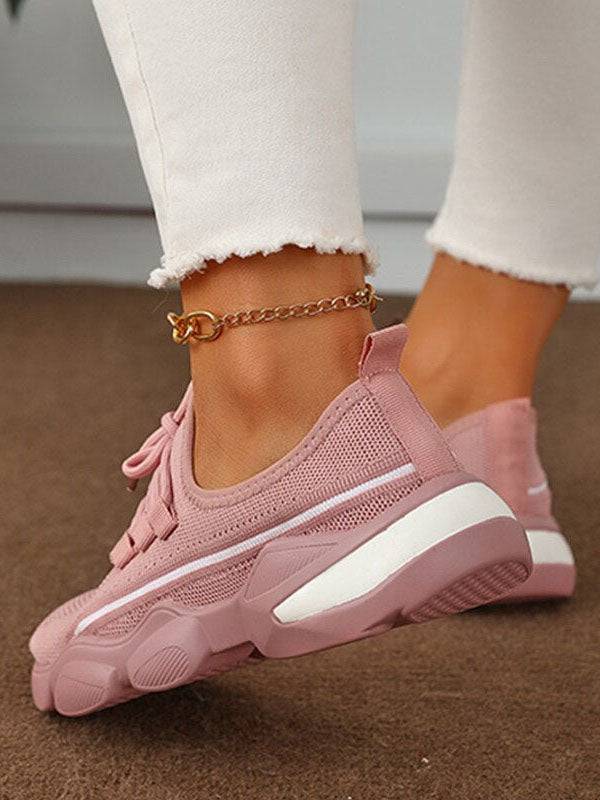 Lace-Up Knitted Mesh Breathable Sneakers - Image 13