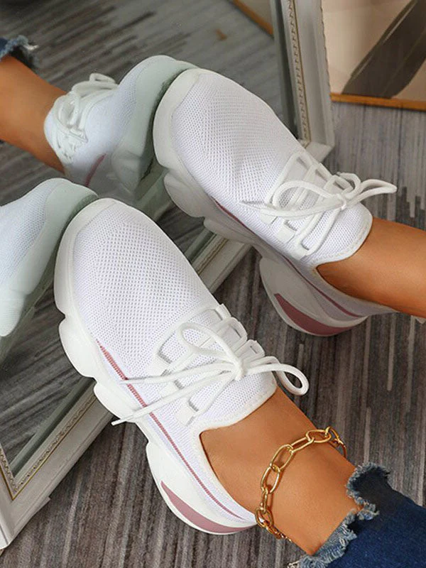 Lace-Up Knitted Mesh Breathable Sneakers - Image 5