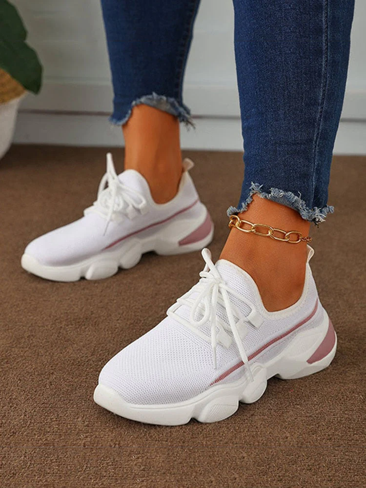 Lace-Up Knitted Mesh Breathable Sneakers - Image 6
