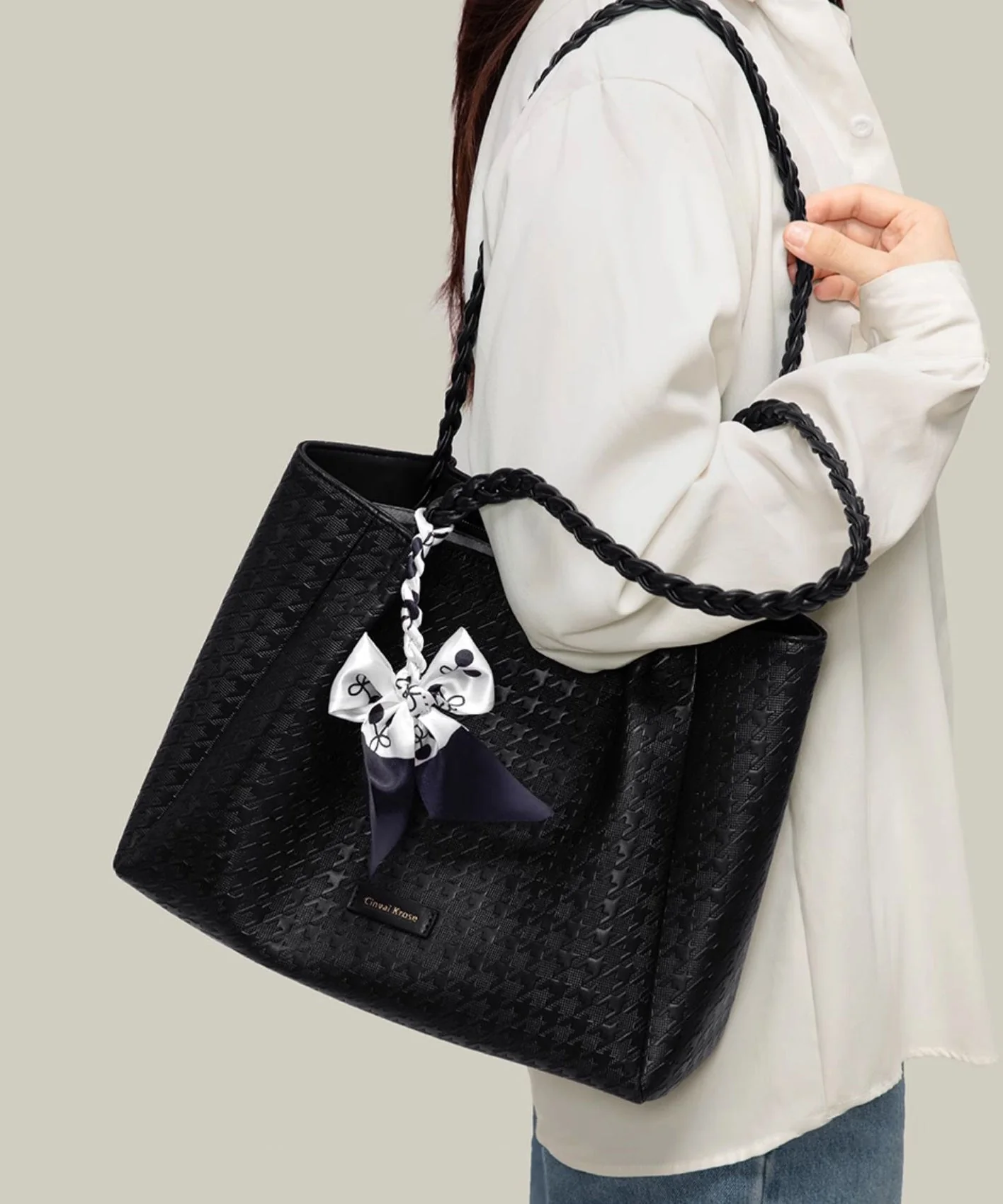 Leather Bags Large Capacity White Faux Shoulder - Image 2