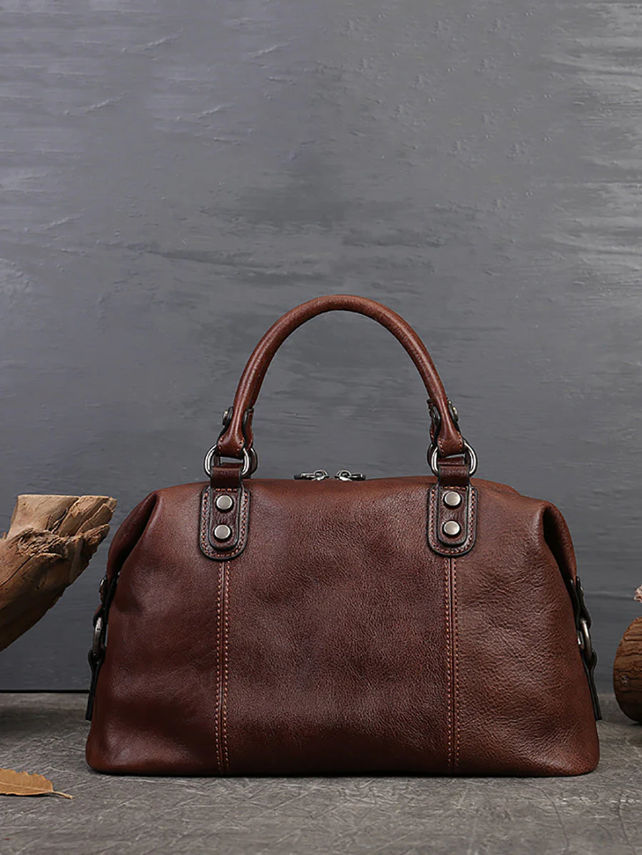 Leather Flower Spliced Capacity Hand Bag Shoulder Bag - Image 5