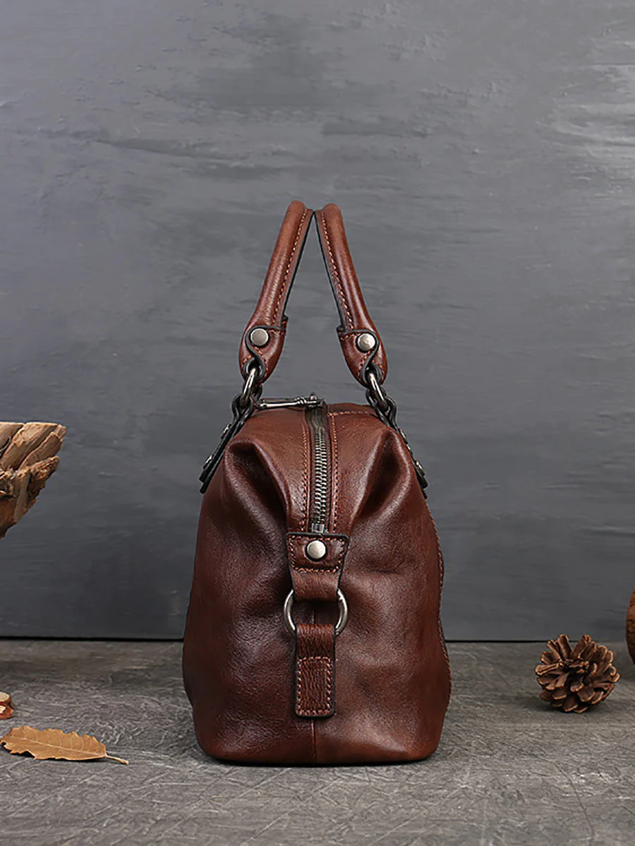 Leather Flower Spliced Capacity Hand Bag Shoulder Bag - Image 8