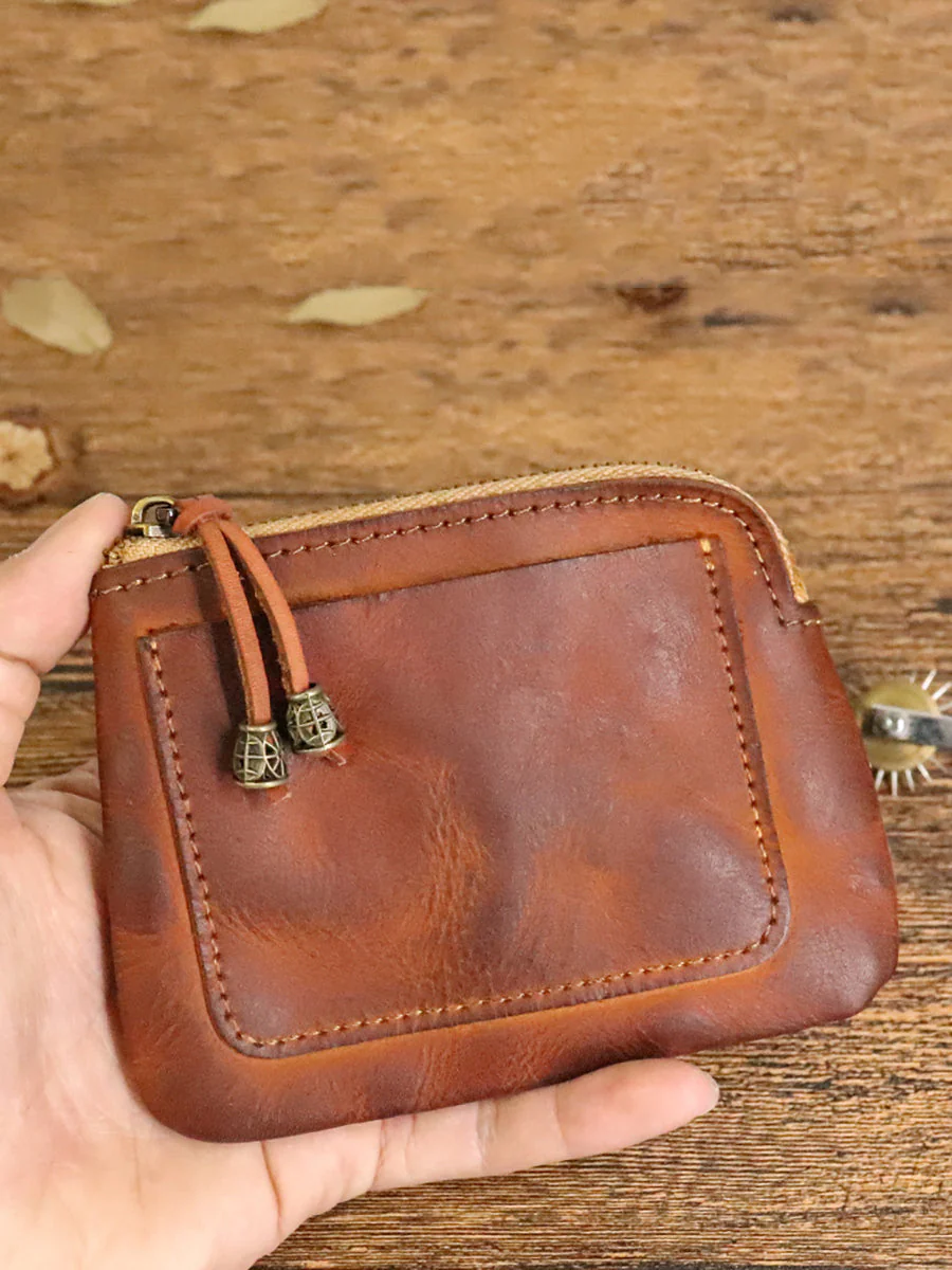 Leather Genuine Square Coin Purse Casual - Image 10