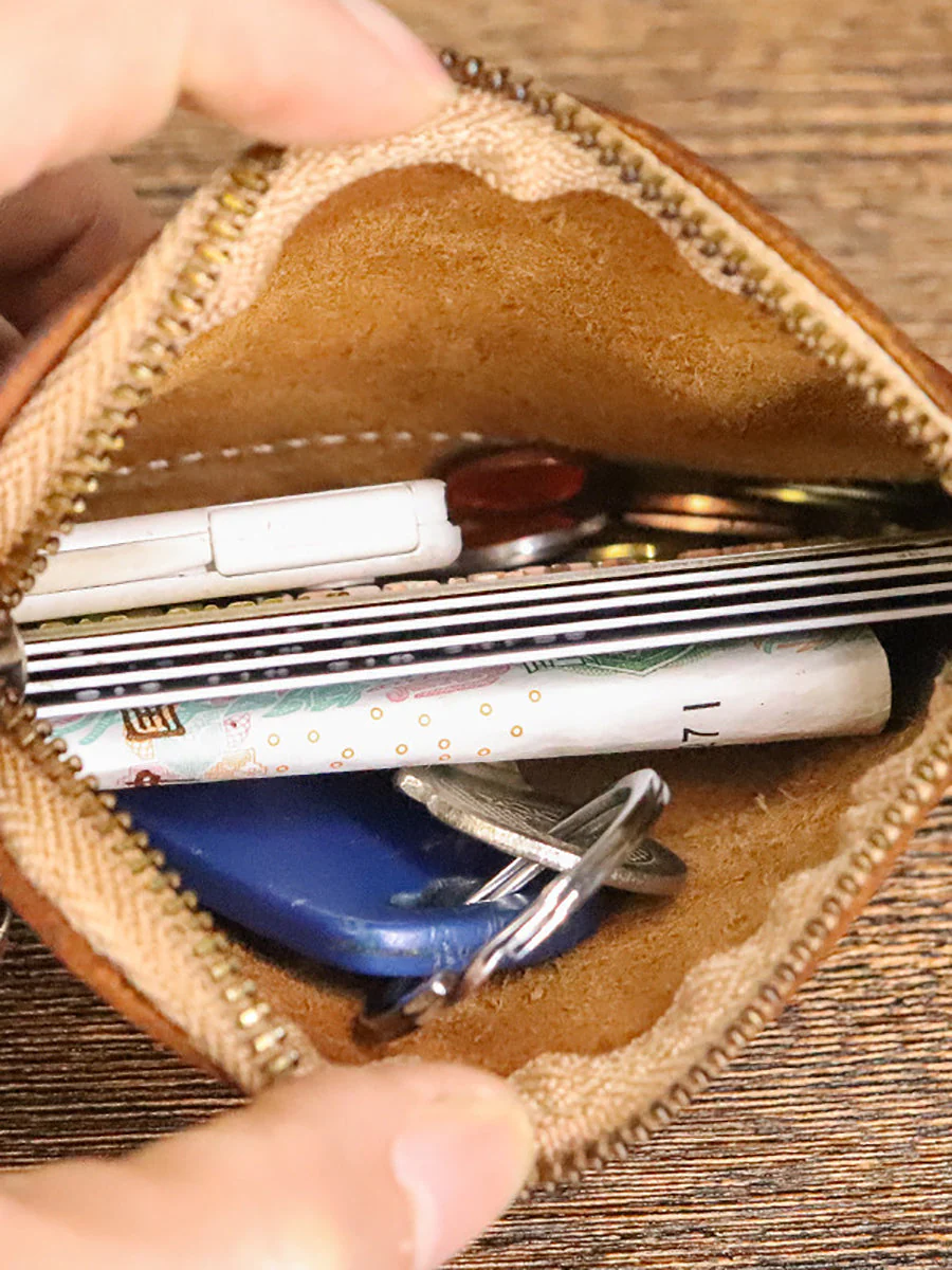 Leather Genuine Square Coin Purse Casual - Image 5