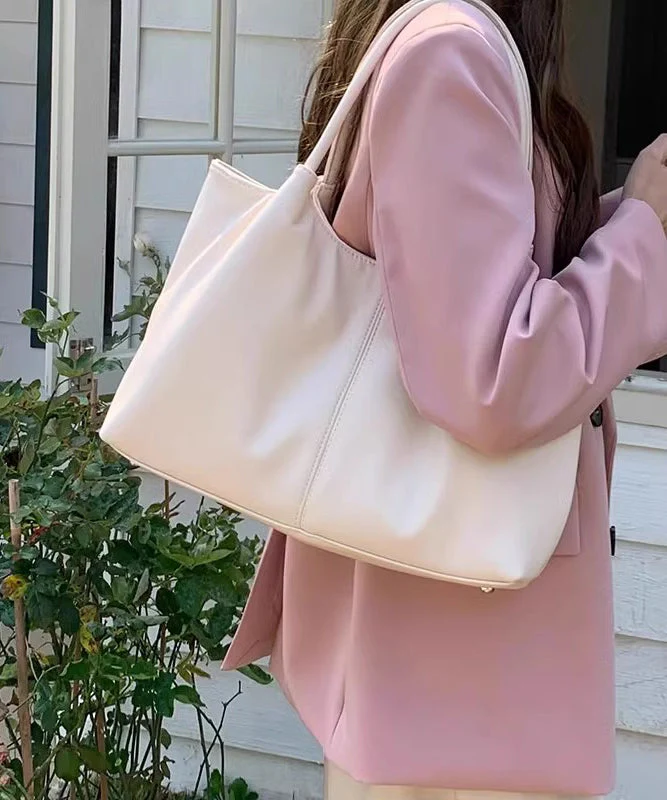Leather Satchel White Handbag Capacity Large Casual Faux - Image 3