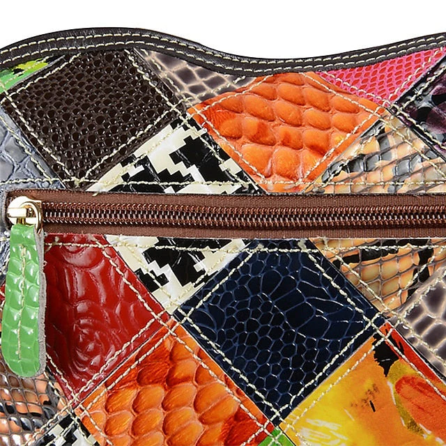 Leather Shoulder Bohemian Colorful Patchwork - Bag - Image 10