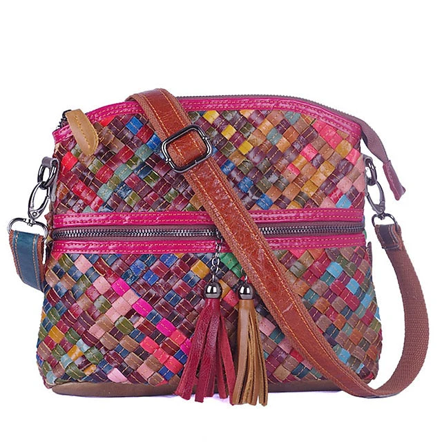 Leather Shoulder Bohemian Colorful Patchwork - Bag - Image 13
