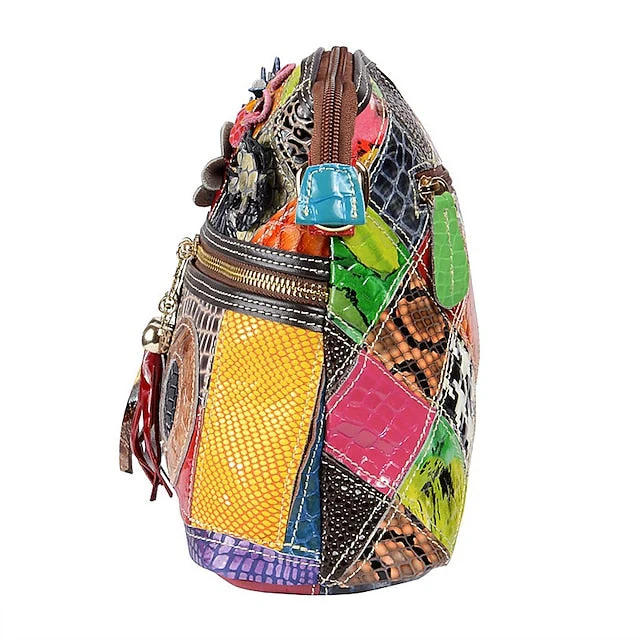 Leather Shoulder Bohemian Colorful Patchwork - Bag - Image 3