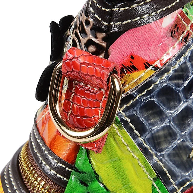 Leather Shoulder Bohemian Colorful Patchwork - Bag - Image 9