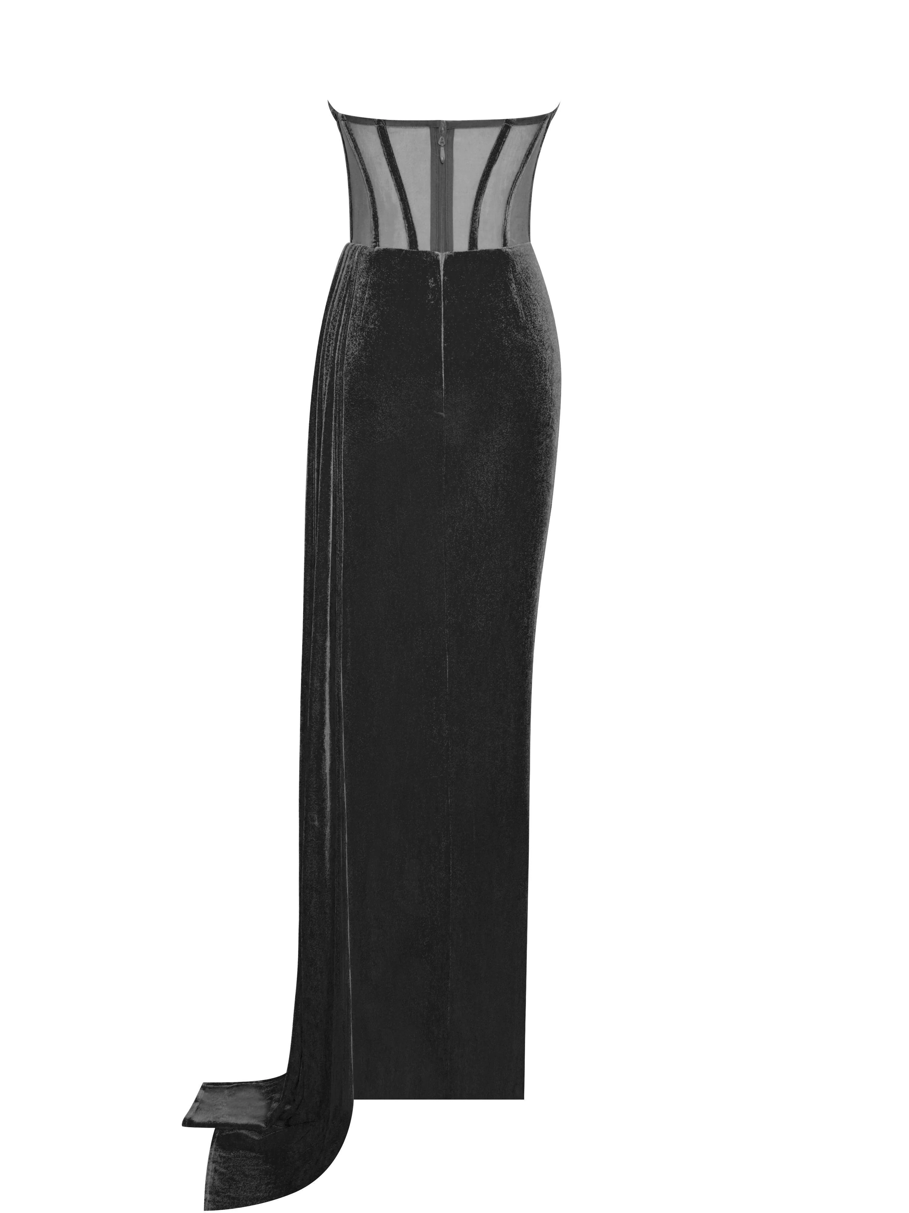 Leilani Corset Split Maxi Dress In Black - Image 8