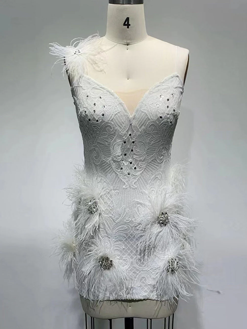 LENORE Sequins & Feathers Mini Dress - Image 12