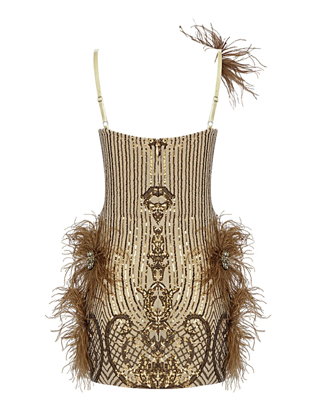 LENORE Sequins & Feathers Mini Dress - Image 2