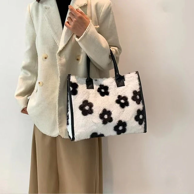 Leopard Bag Fur Brown Leather Faux Print with Tote - Image 10