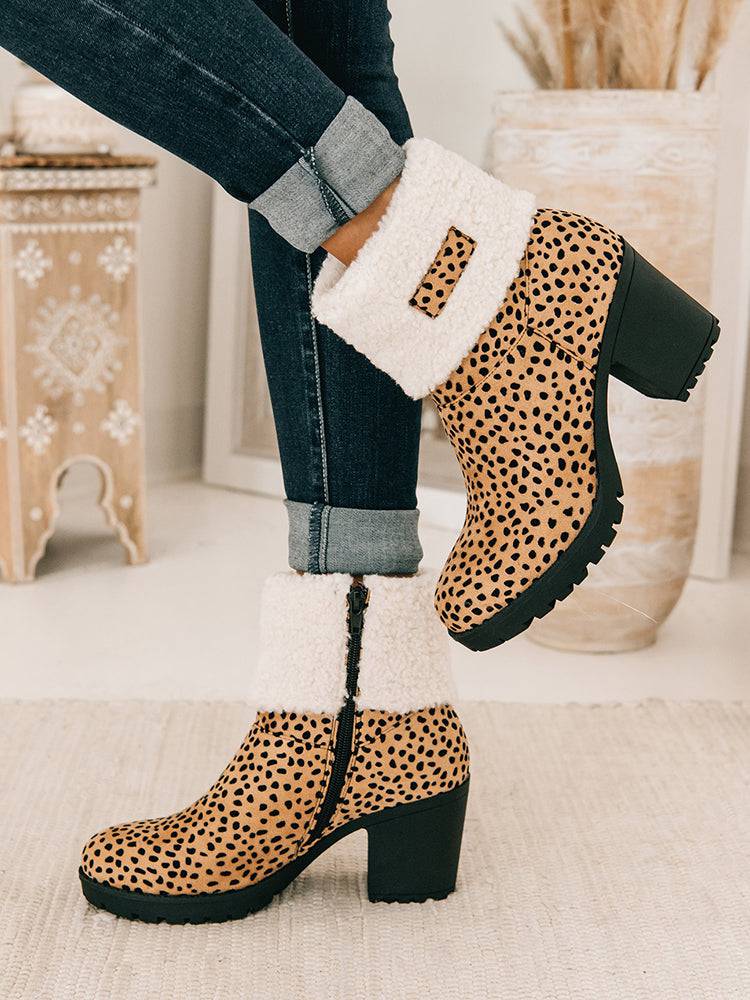 Leopard Chunky Heel Boots - Image 3