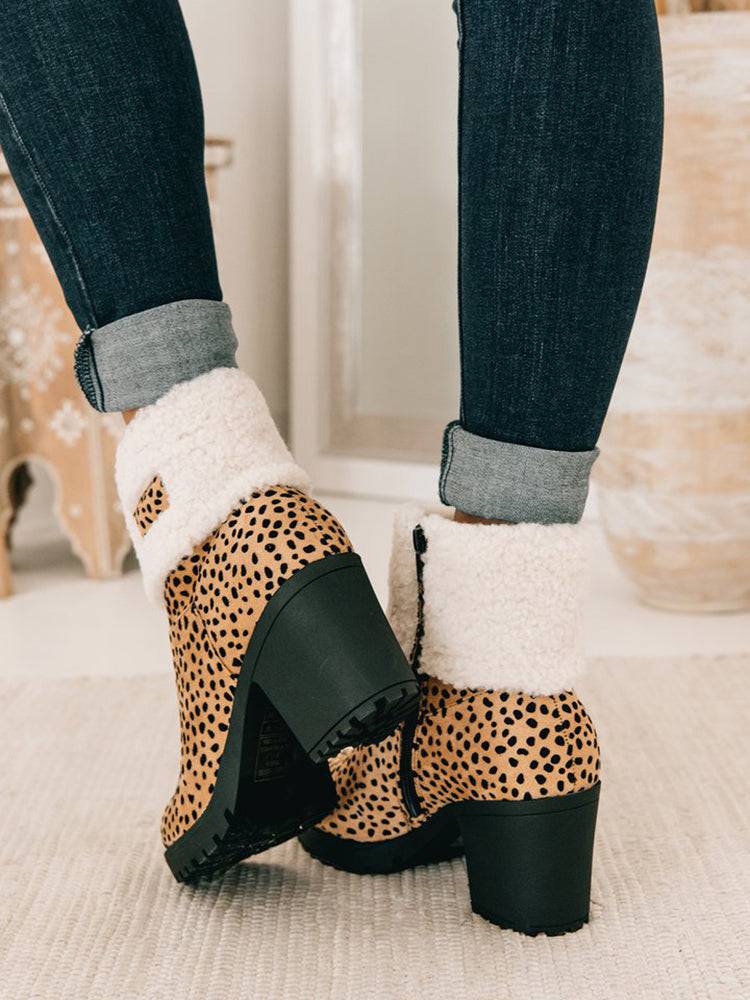 Leopard Chunky Heel Boots - Image 4