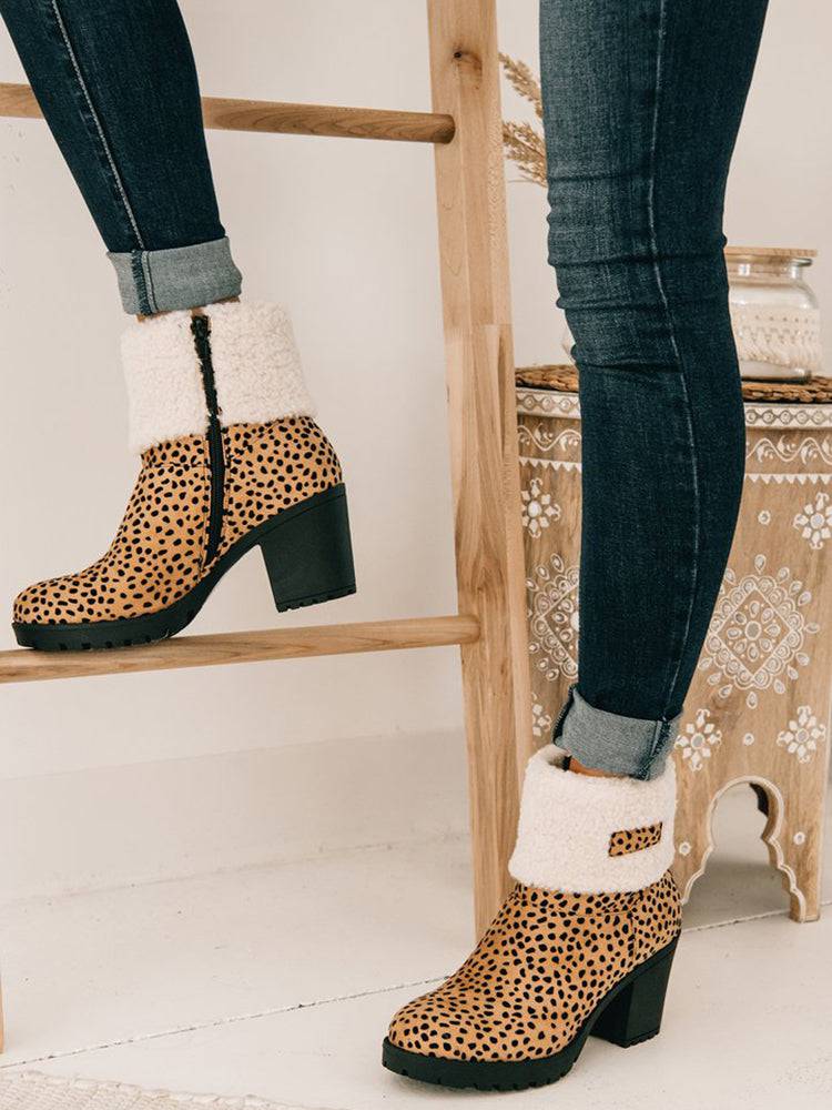 Leopard Chunky Heel Boots - Image 5