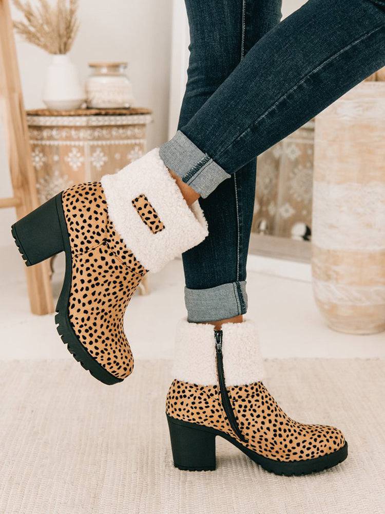 Leopard Chunky Heel Boots - Image 6