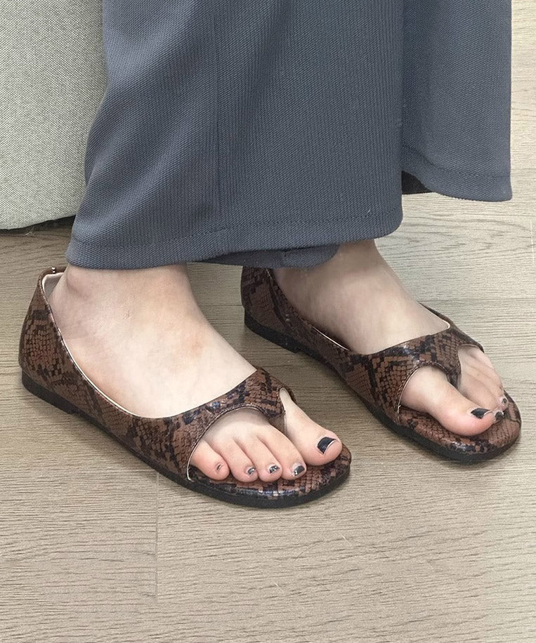 Leopard Faux Thong Leather Sandals
