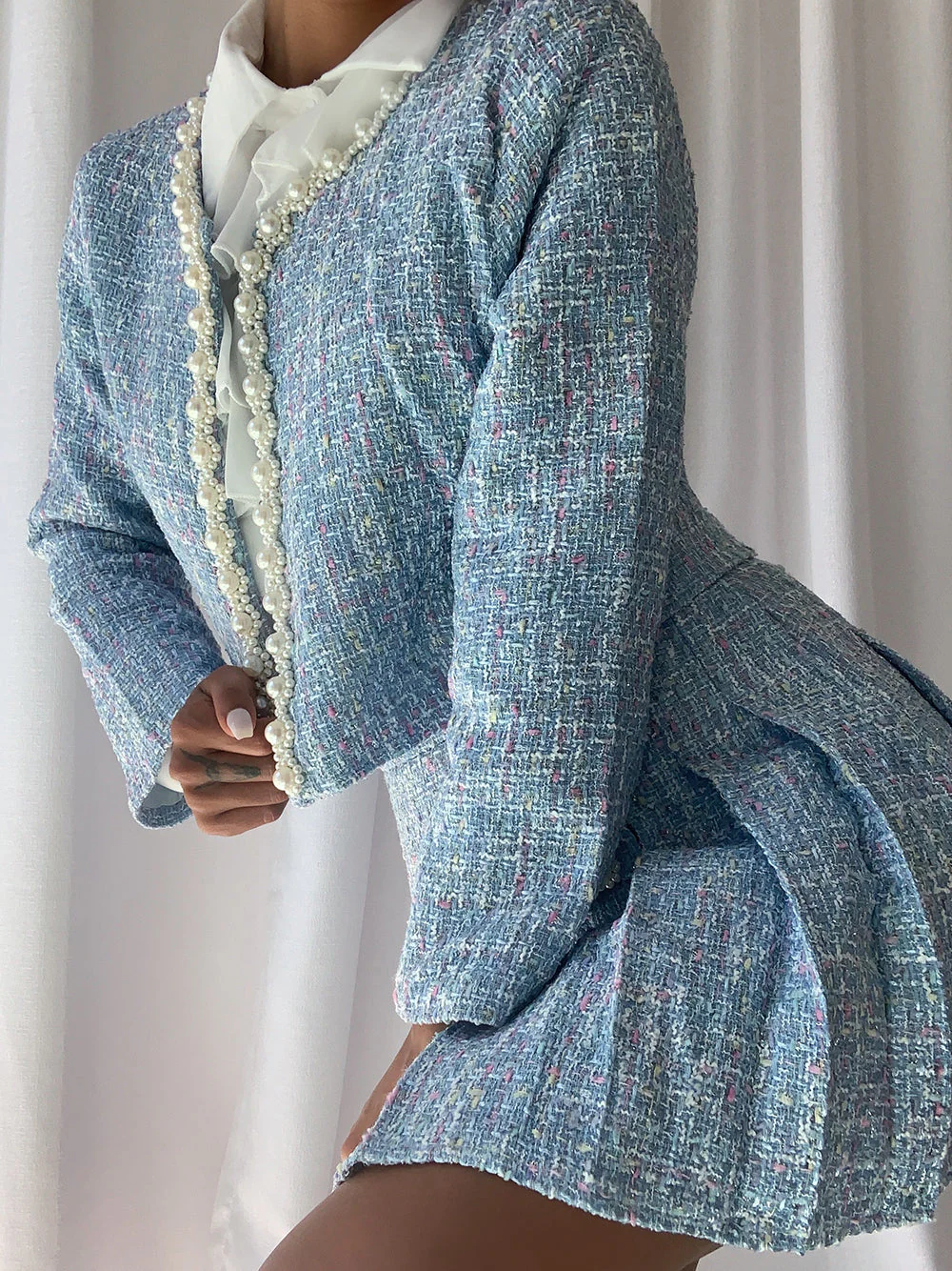 LE'ROSE Jacket & Skirt Set in Blue - Image 2