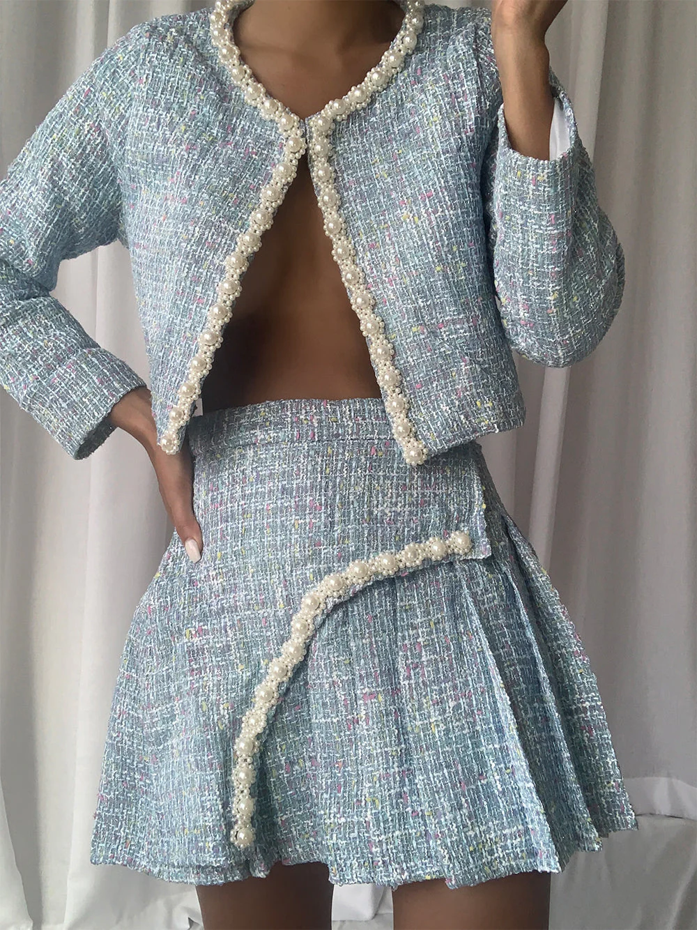LE'ROSE Jacket & Skirt Set in Blue - Image 7