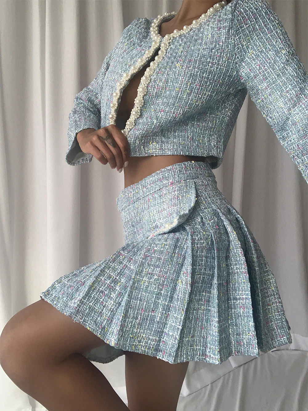 LE'ROSE Jacket & Skirt Set in Blue - Image 8