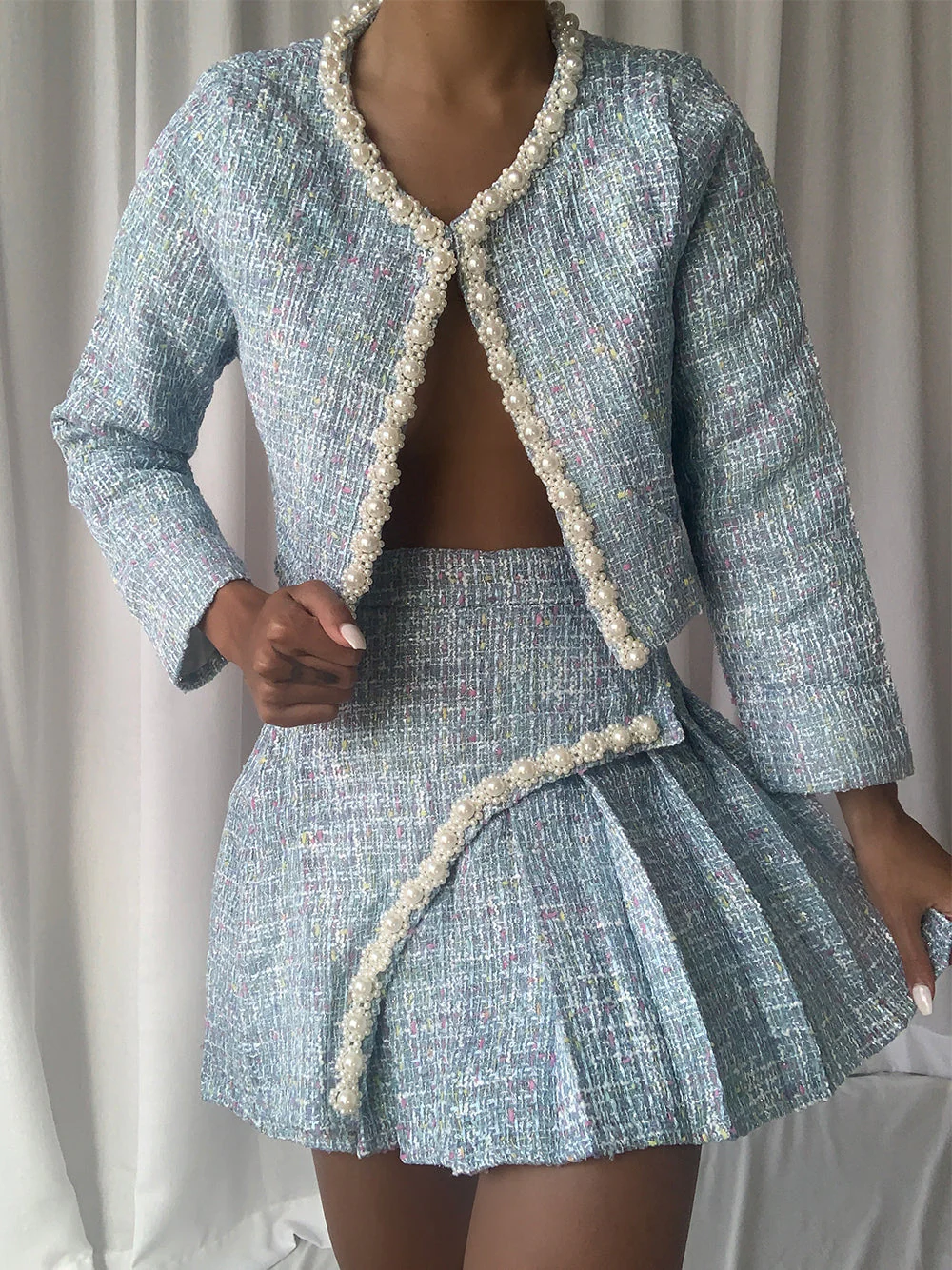 LE'ROSE Jacket & Skirt Set in Blue - Image 9
