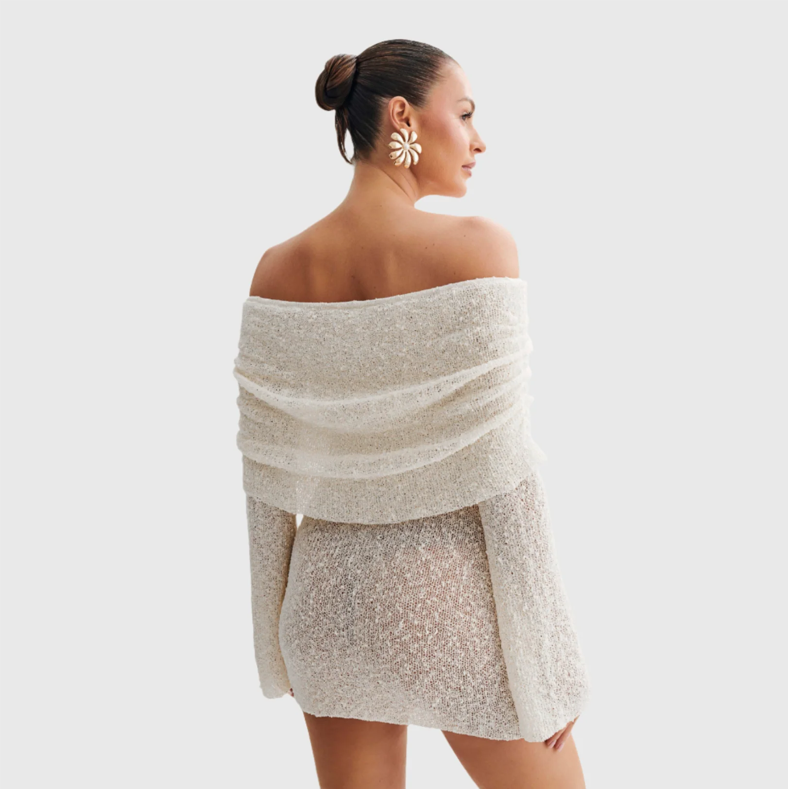 Lingering Kiss Off Shoulder Boucle Mini Dress - Image 8