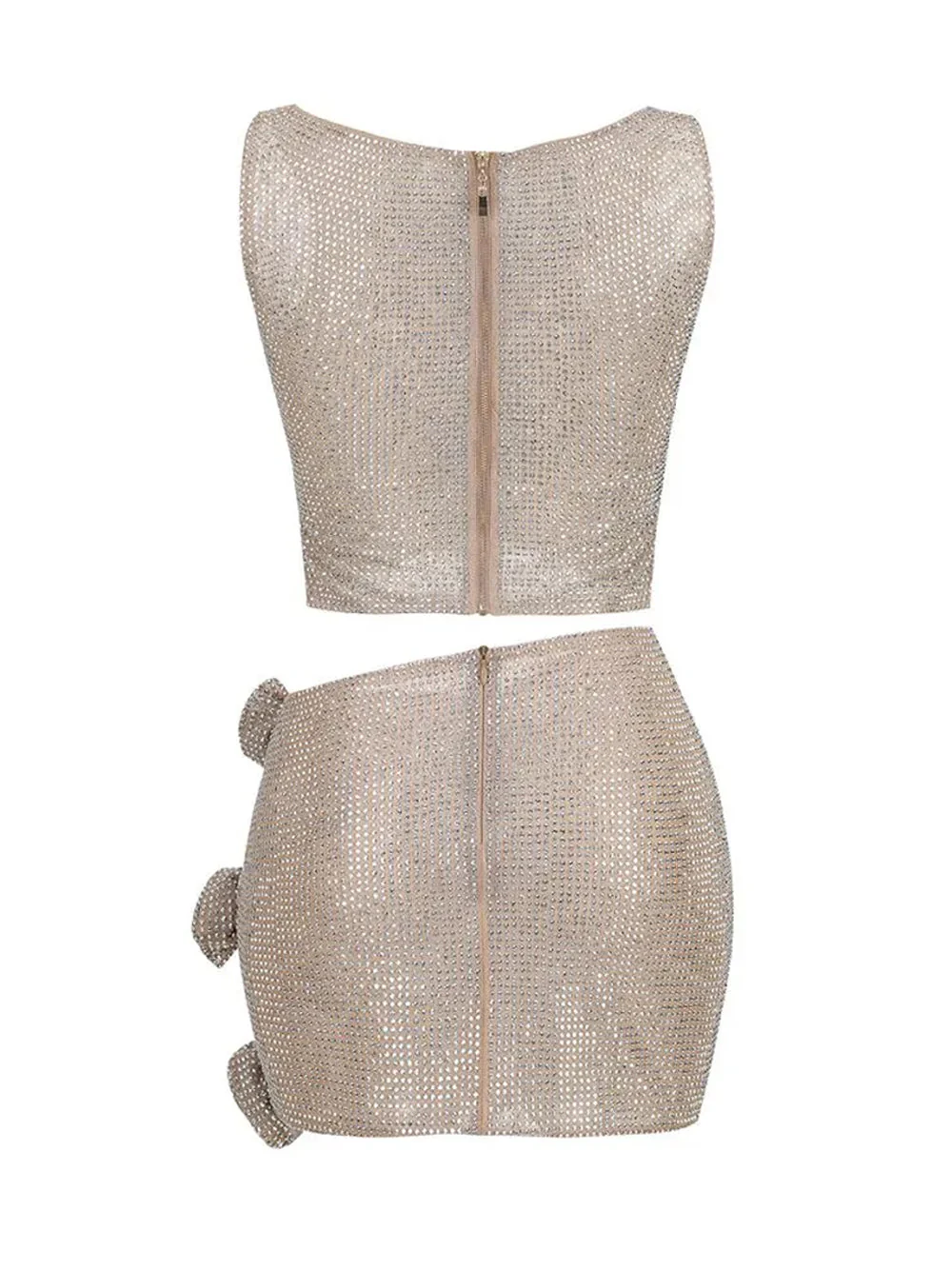 LINNE Cutout Top & Skirt Set in Silver - Image 4