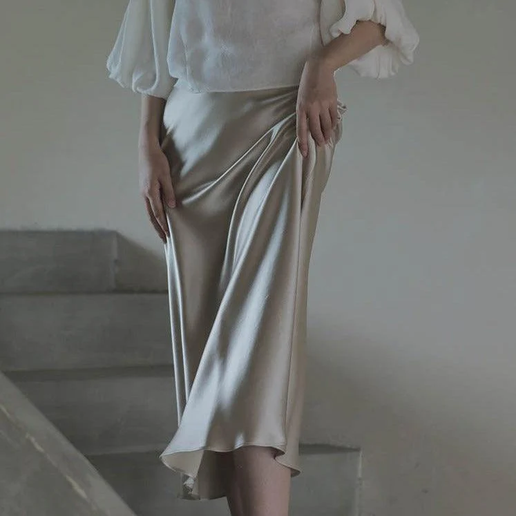 Blooming Romance Satin Midi Skirt - Image 7