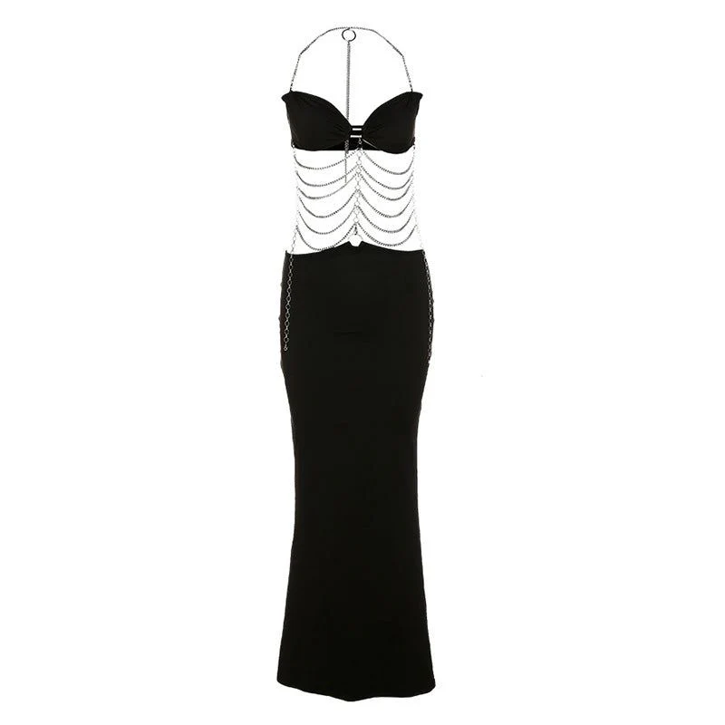 Lovely Dates Backless Halter Chain Maxi Dress - Image 9