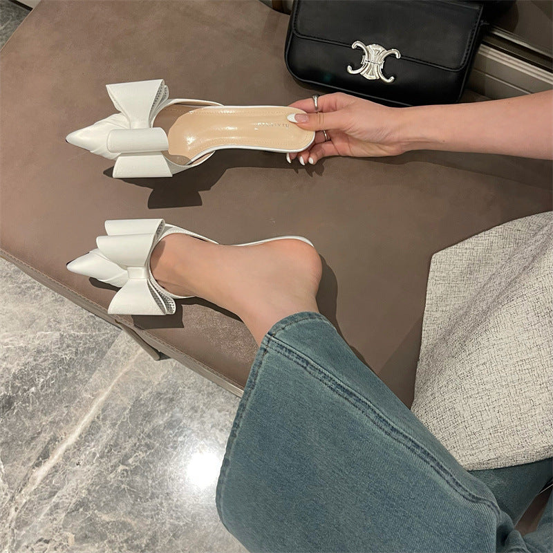 Starry Night Oversized Bow Satin Slippers - Image 15