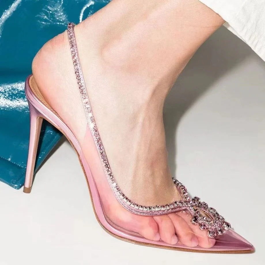 Luxe Arrival Crystal Pointed Toe Heels - Image 3