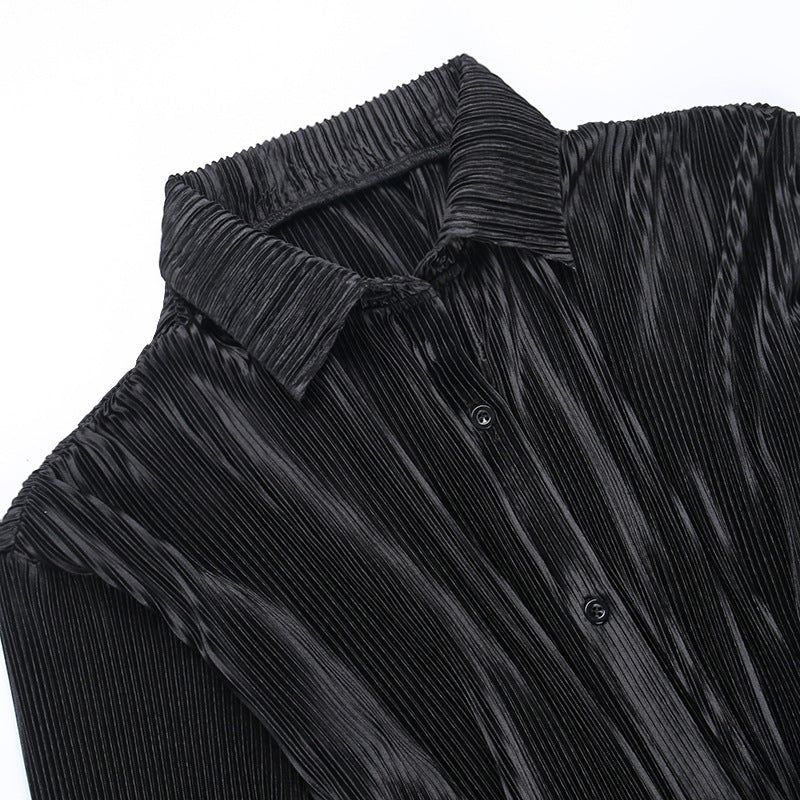 Magical Pleated Button Up Shirt Mini Dress - Image 9