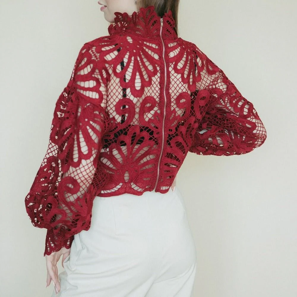 Maira Lace Lantern Sleeve Blouse - Image 2