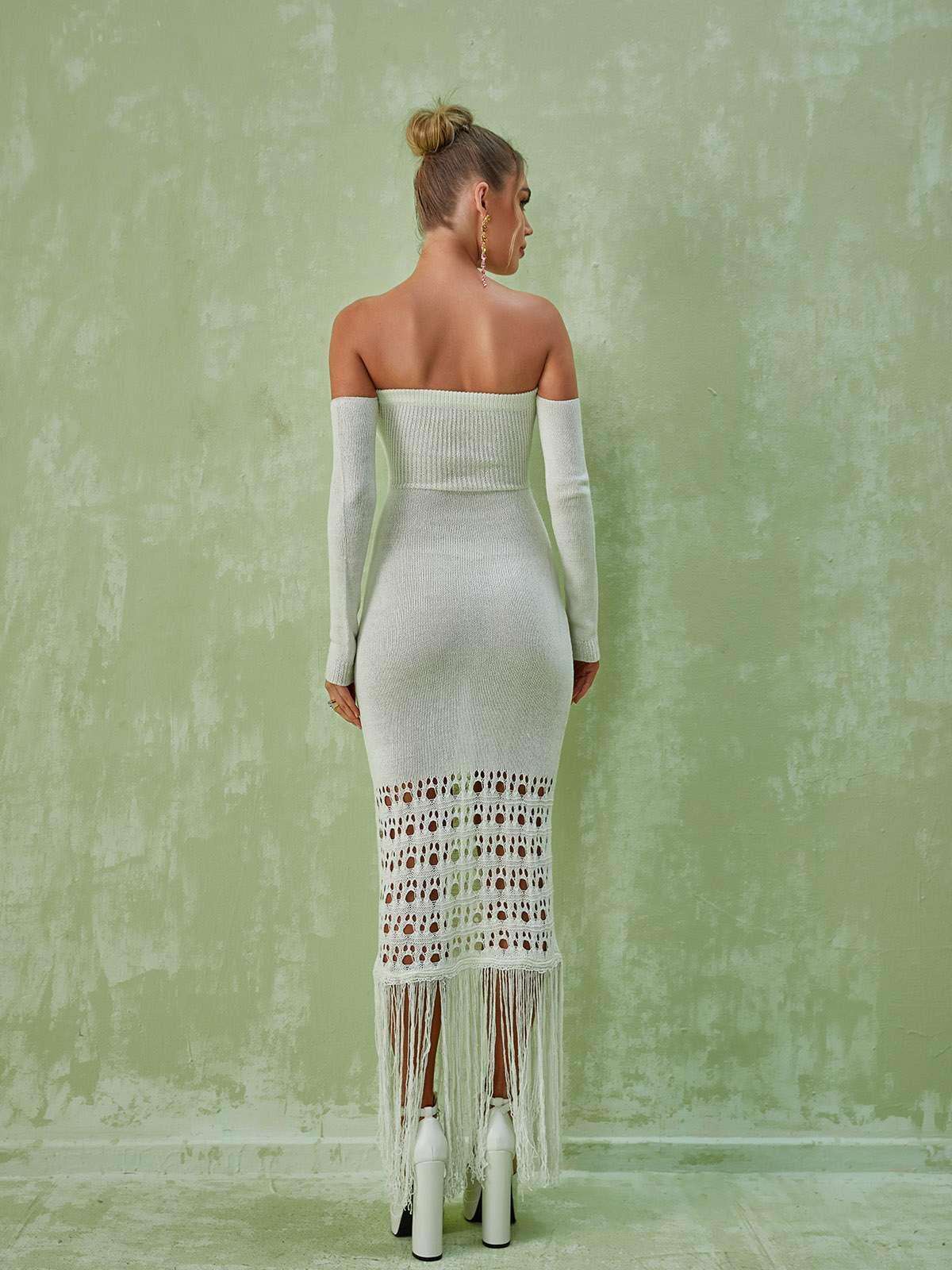 Malti Off Shoulder Fringe Maxi Dress - Image 5
