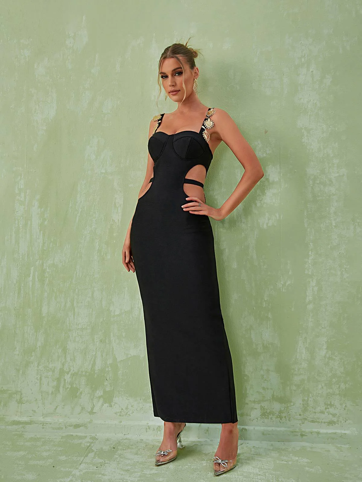 Margaux Embellished Cutout Maxi Dress In Black - Image 3
