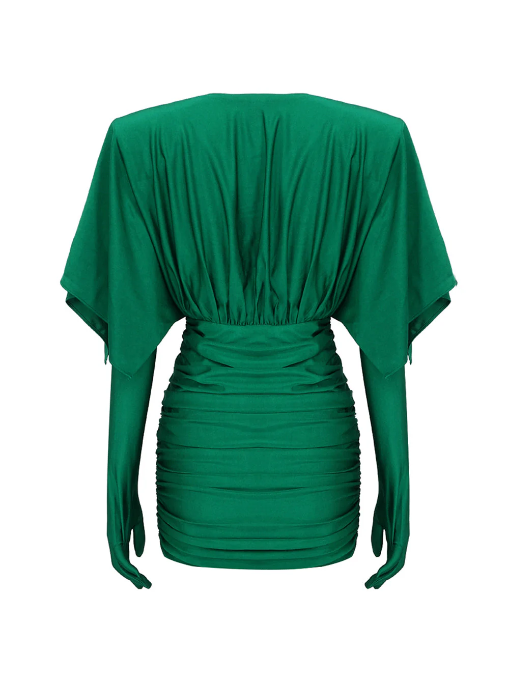 MARIE Ruched Mini Dress w Gloves - Image 4